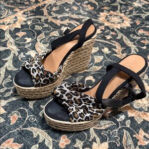 Stylish Leopard Print Wedge Sandals